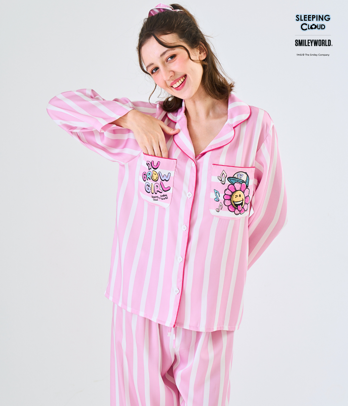 303 Smiley Collection Long sleeves + Pants : Pink - Image 1