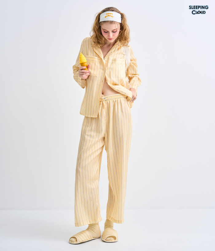 Make Up Your Day ONE STRIPE Long sleeves + Pants : Yellow - Image 2