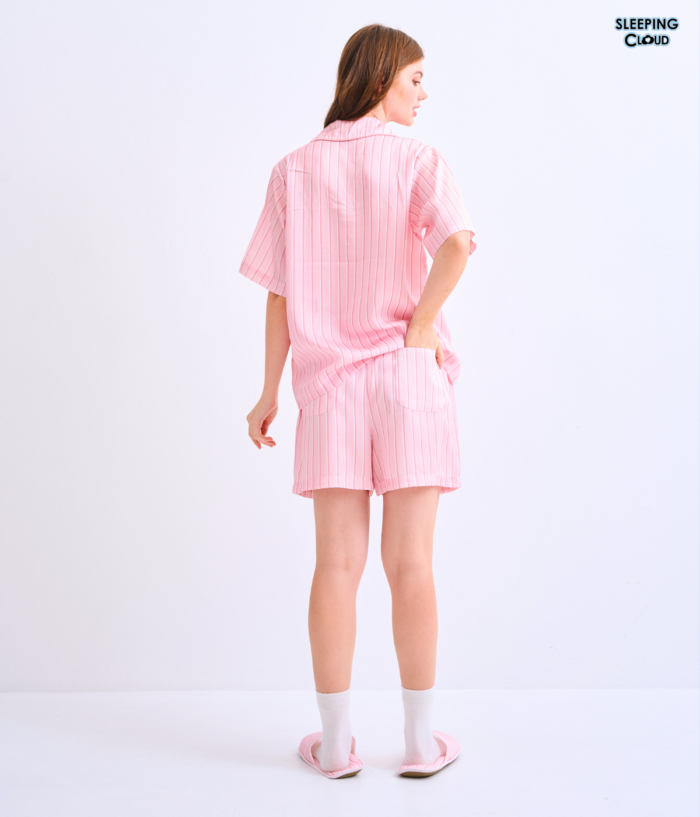 Make Up Your Day ONE STRIPE Short sleeves + Shorts : Pink - Image 4