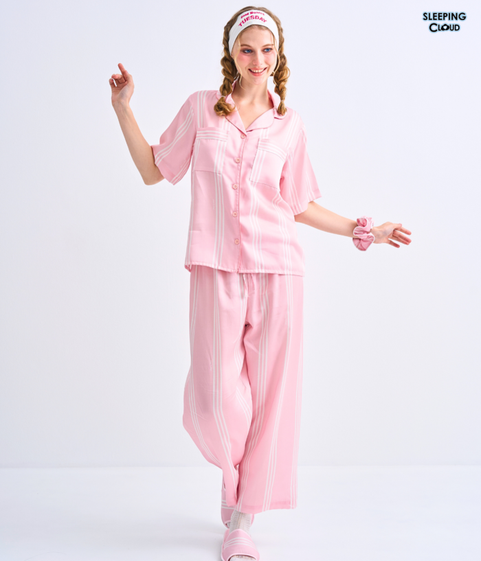 Make Up Your Day THREE STRIPE Short sleeves + Pants :  Pink - Image 5