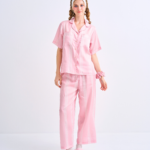 Make Up Your Day THREE STRIPE Short sleeves + Pants :  Pink