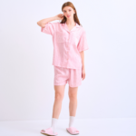 Make Up Your Day ONE STRIPE Short sleeves + Shorts : Pink