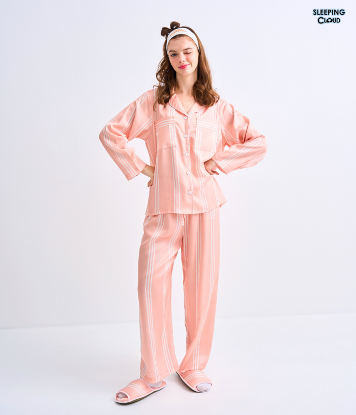 Make Up Your Day THREE STRIPE Long sleeves + Pants : Orange - Image 2
