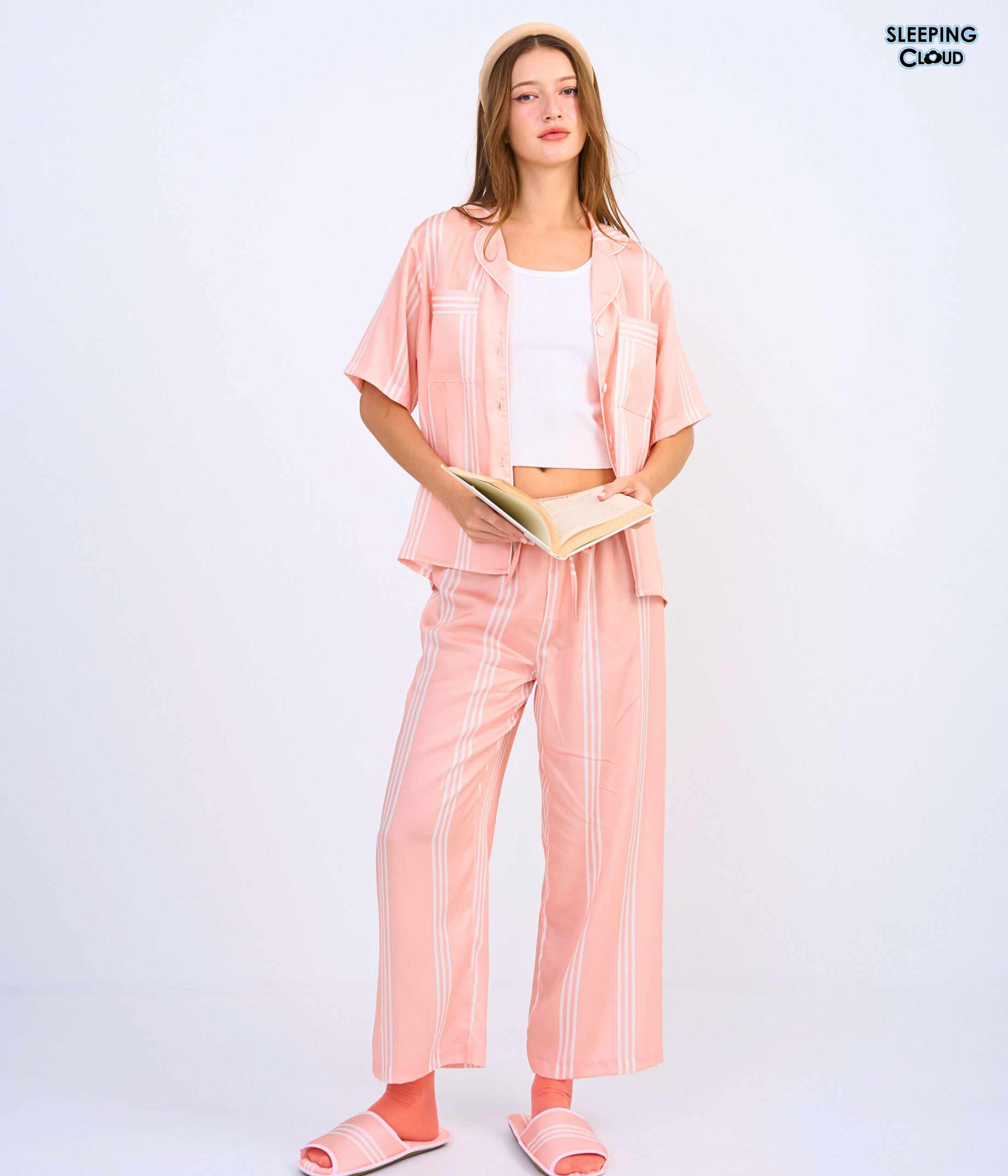 134 Make Up Your Day THREE STRIPE Short sleeves + Pants : Orange - Image 1