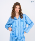 Make Up Your Day THREE STRIPE Long sleeves + Pants : Blue - Image 2