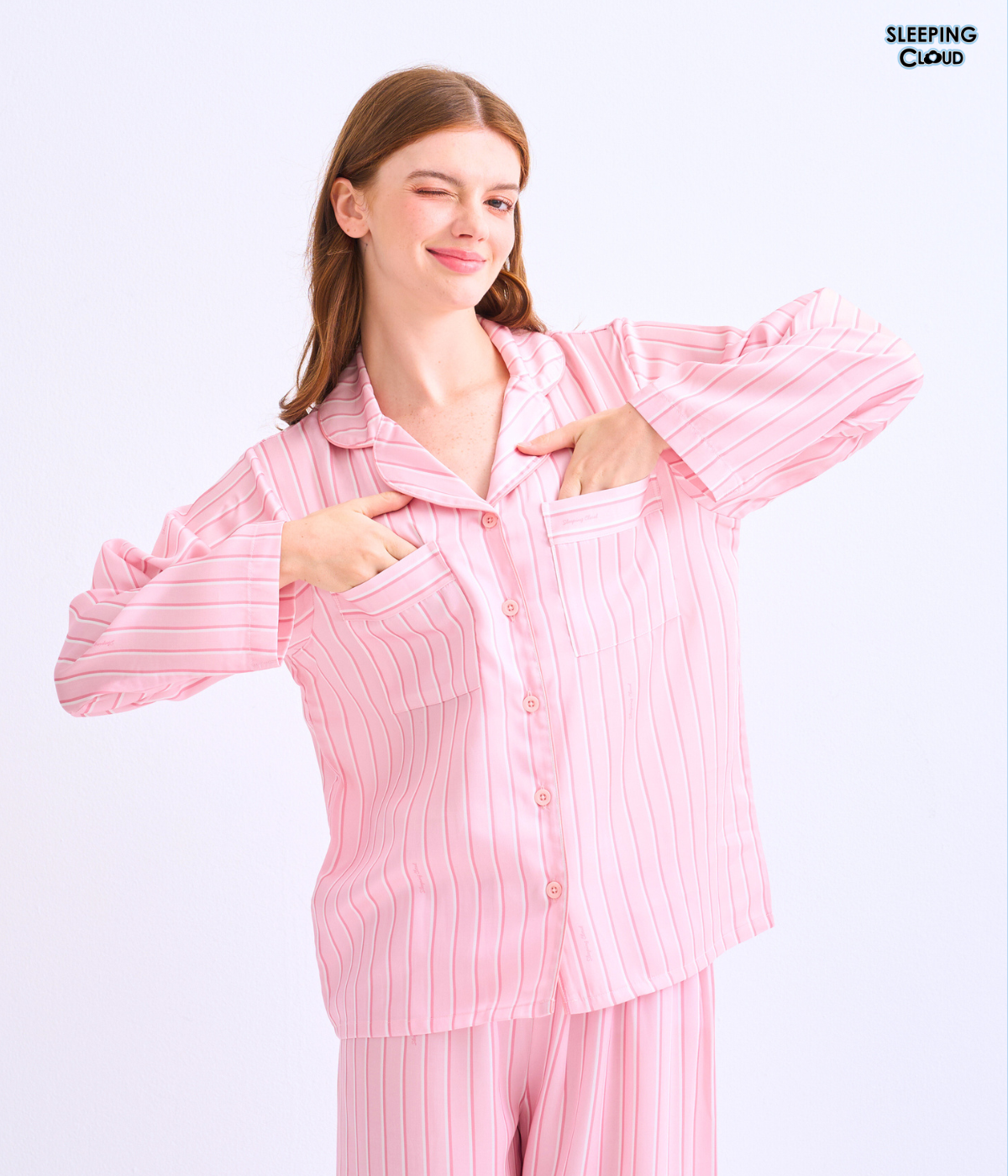 15 Make Up Your Day ONE STRIPE Long sleeves + Pants : Pink - Image 1