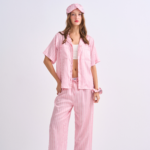 Make Up Your Day ONE STRIPE Short sleeves + Pants : Pink