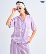 Make Up Your Day THREE STRIPE Short sleeves + Pants : Purple - Image 2