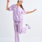 Make Up Your Day THREE STRIPE Short sleeves + Pants : Purple