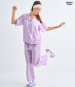 Make Up Your Day THREE STRIPE Short sleeves + Pants : Purple