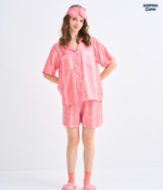 Make Up Your Day THREE STRIPE Short sleeves + Shorts : Red - Image 2