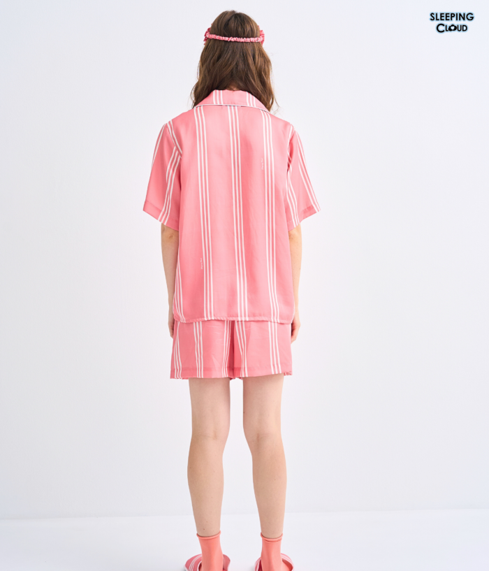 Make Up Your Day THREE STRIPE Short sleeves + Shorts : Red - Image 5