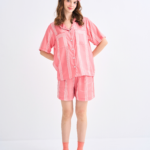Make Up Your Day THREE STRIPE Short sleeves + Shorts : Red