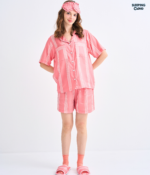 Make Up Your Day THREE STRIPE Short sleeves + Shorts : Red