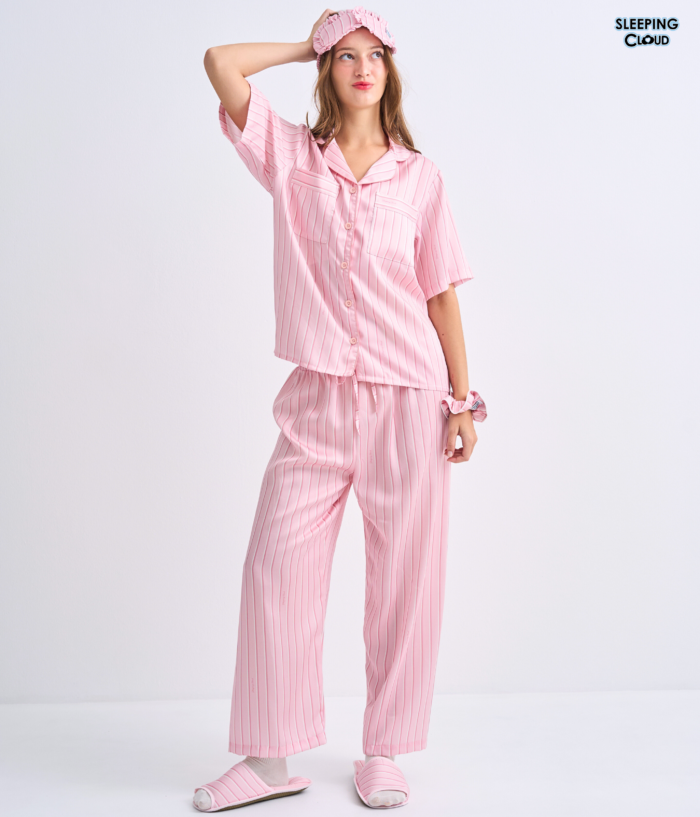 Make Up Your Day ONE STRIPE Short sleeves + Pants : Pink - Image 6