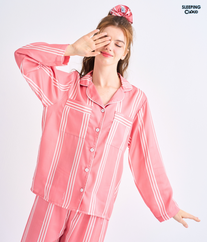 Make Up Your Day THREE STRIPE Long sleeves + Pants : Red - Image 2
