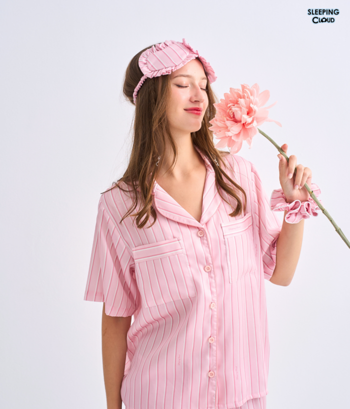 Make Up Your Day ONE STRIPE Short sleeves + Pants : Pink - Image 2