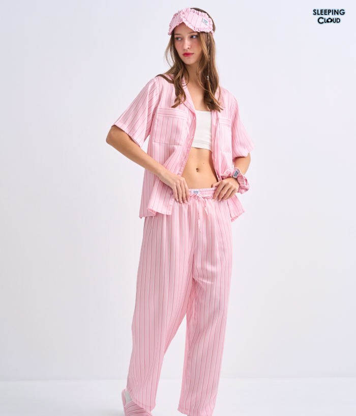 Make Up Your Day ONE STRIPE Short sleeves + Pants : Pink - Image 3