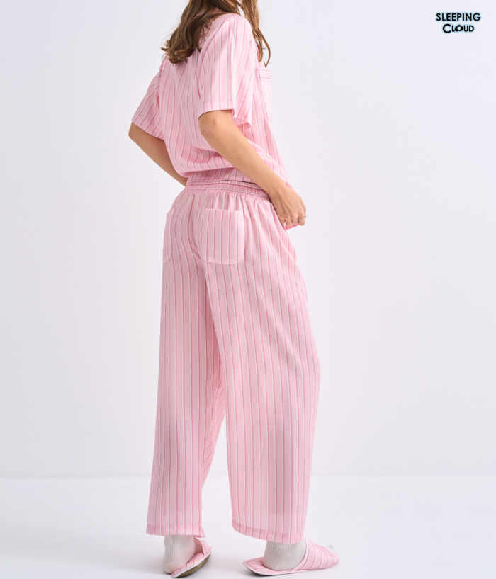 Make Up Your Day ONE STRIPE Short sleeves + Pants : Pink - Image 4