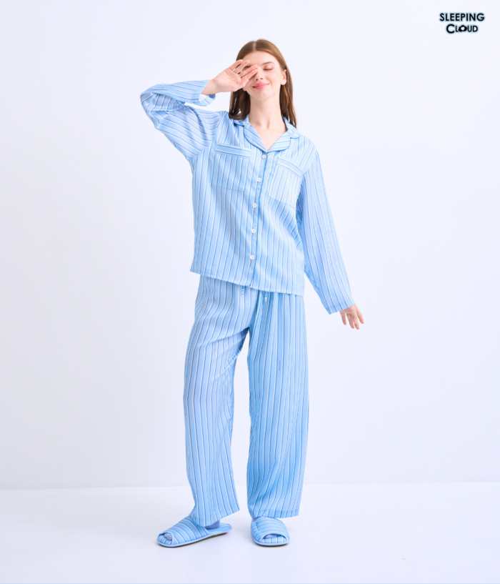 Make Up Your Day ONE STRIPE Long sleeves + Pants : Blue - Image 2