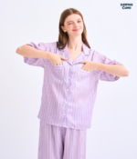 Make Up Your Day ONE STRIPE Short sleeves + Pants : Purple - Image 2