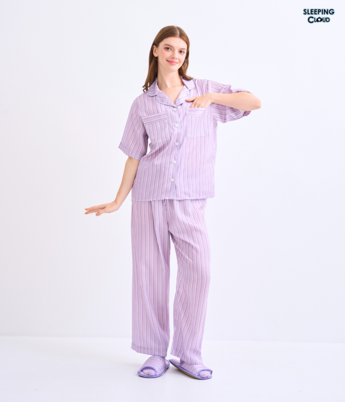 Make Up Your Day ONE STRIPE Short sleeves + Pants : Purple - Image 4