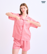 Make Up Your Day ONE STRIPE Short sleeves + Shorts : Red - Image 2