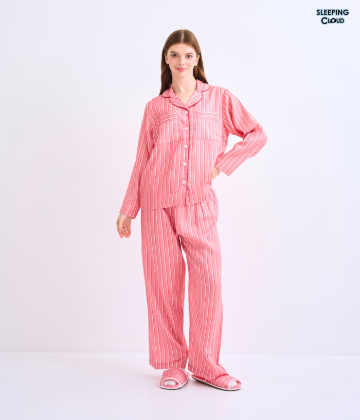 Make Up Your Day ONE STRIPE Long sleeves + Pants : Red - Image 2