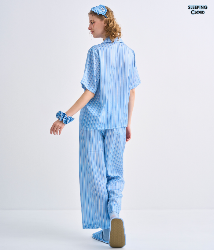 Make Up Your Day ONE STRIPE Short sleeves + Shorts : Blue - Image 6