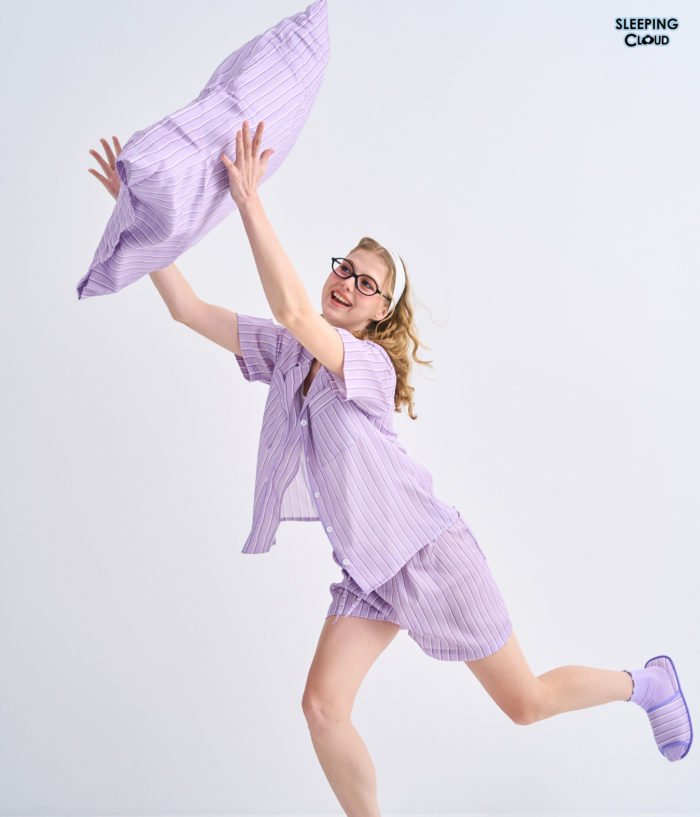 Make Up Your Day ONE STRIPE Short sleeves + Shorts : Purple - Image 3