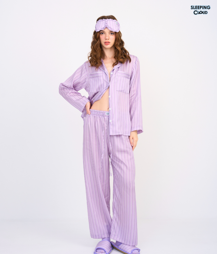 Make Up Your Day ONE STRIPE Long sleeves + Pants : Purple - Image 5