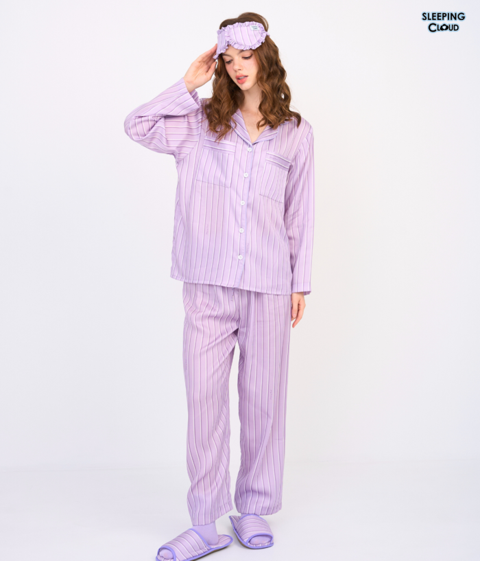Make Up Your Day ONE STRIPE Long sleeves + Pants : Purple - Image 4