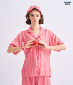 Make Up Your Day ONE STRIPE Short sleeves + Pants : Red - Image 2