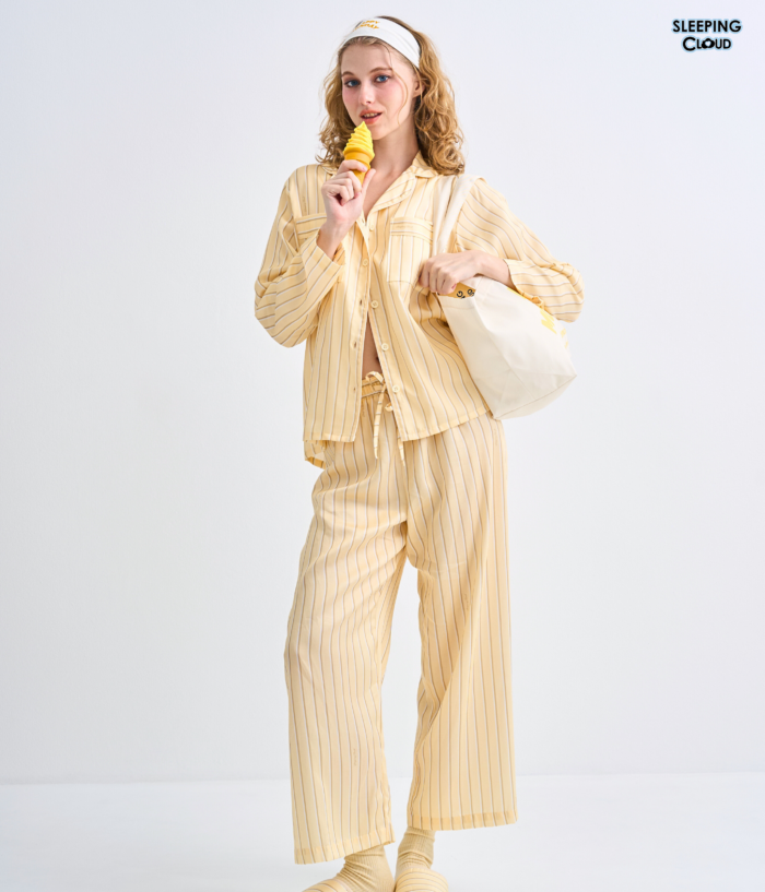 Make Up Your Day ONE STRIPE Long sleeves + Pants : Yellow - Image 4