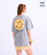 Braless T-Shirt set, Gray T-Shirt + Shorts : Yellow
