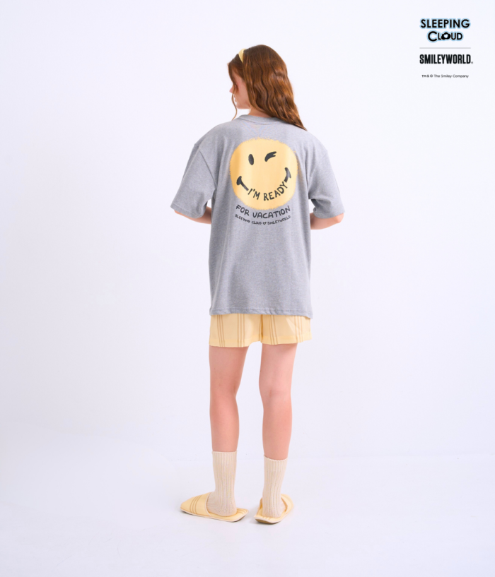 Braless T-Shirt set, Gray T-Shirt + Shorts : Yellow - Image 5
