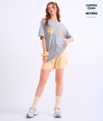 Braless T-Shirt set, Gray T-Shirt + Shorts : Yellow - Image 7