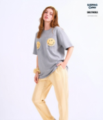 Braless T-Shirt set, Gray T-Shirt + Pants : Yellow - Image 3