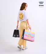 Braless T-Shirt set, White T-Shirt + Pants : Yellow - Image 2