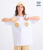 Braless T-Shirt set, White T-Shirt + Pants : Yellow - Image 6