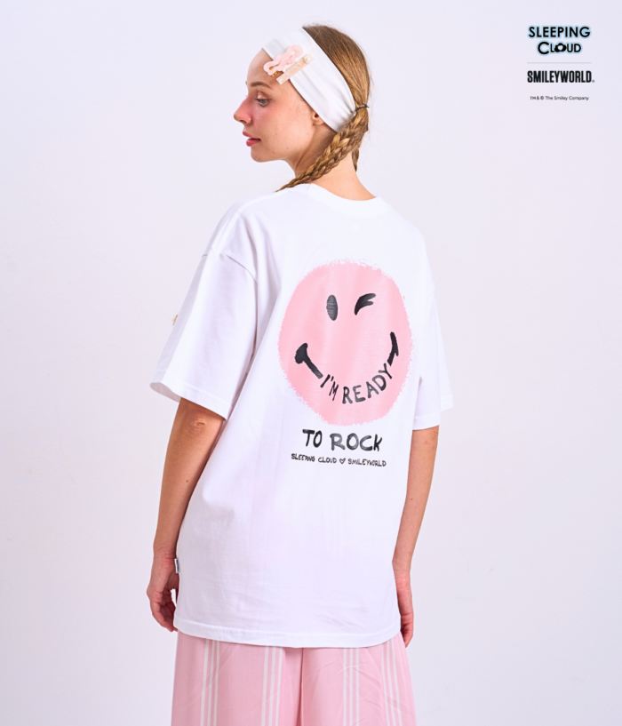 Braless T-Shirt set, White T-Shirt + Shorts : Pink - Image 3