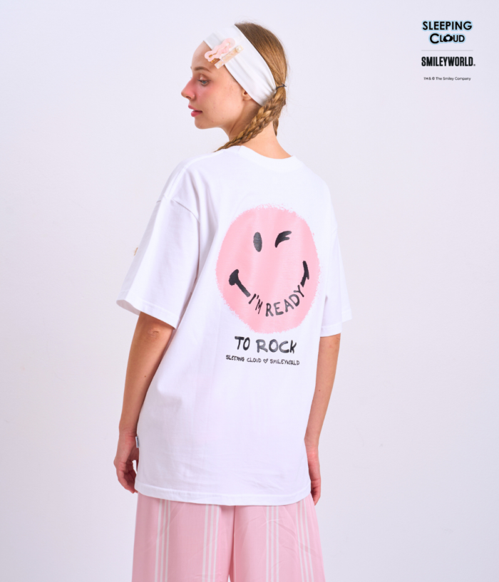 Braless T-Shirt set, White T-Shirt + Pants : Pink - Image 4