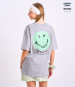 Braless T-Shirt set, Gray T-Shirt + Shorts : Green - Image 3