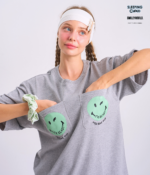 Braless T-Shirt set, Gray T-Shirt + Shorts : Green - Image 7