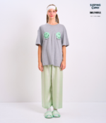 Braless T-Shirt set, Gray T-Shirt + Pants : Green - Image 2