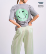 Braless T-Shirt set, Gray T-Shirt + Pants : Green - Image 4