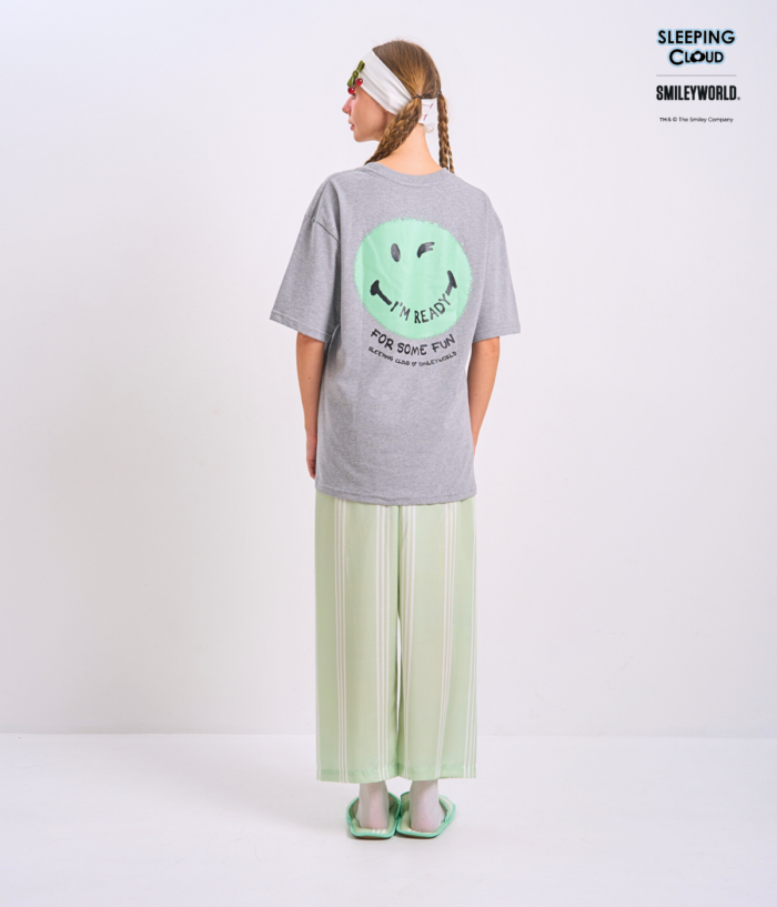 Braless T-Shirt set, Gray T-Shirt + Pants : Green - Image 3