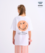 Braless T-Shirt set, White T-Shirt + Pants : Orange - Image 3