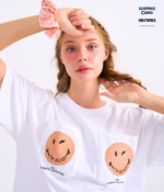 Braless T-Shirt set, White T-Shirt + Shorts : Orange - Image 3