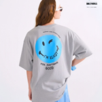 Braless T-Shirt set, Gray T-Shirt + Shorts : Blue